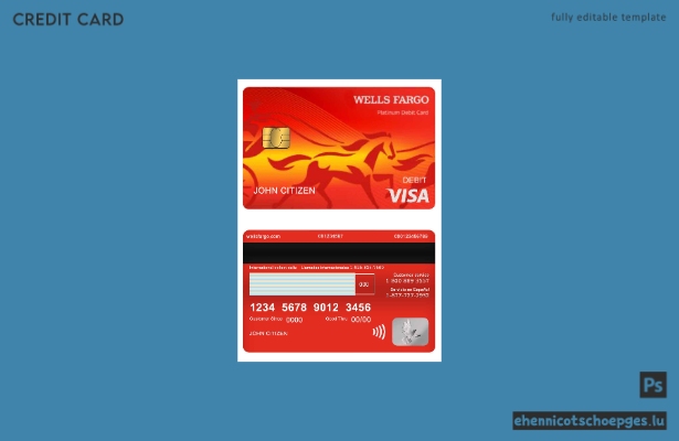 USA Wells Fargo Bank Visa Debitkarte Version 2 – Beispielvorschau